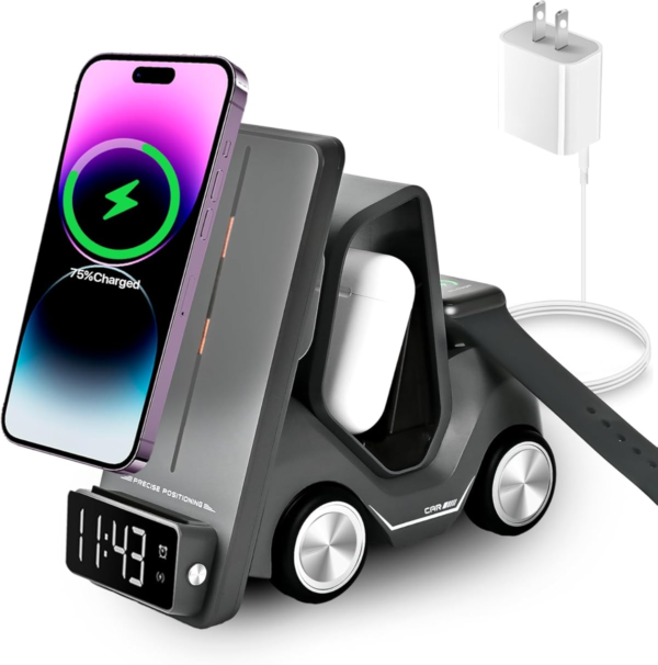 5 in 1 Smart Desktop Wireless Charger| Digital Clock & Night Light