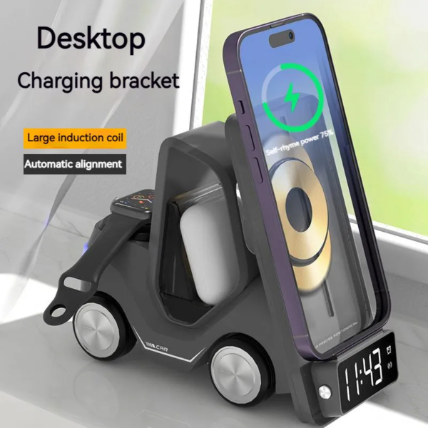 5 in 1 Smart Desktop Wireless Charger| Digital Clock & Night Light - Image 4