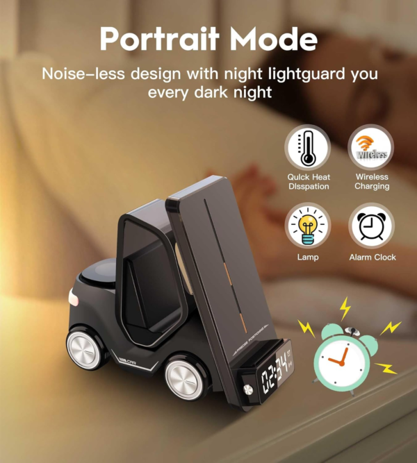 5 in 1 Smart Desktop Wireless Charger| Digital Clock & Night Light - Image 9